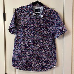 Robert graham floral dress shirt short sleeved tailored fit size XL